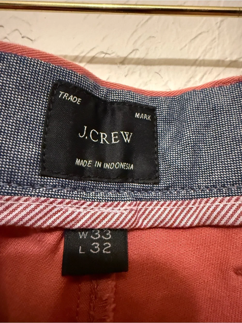 J. Crew Men's Coral Slim Chinos